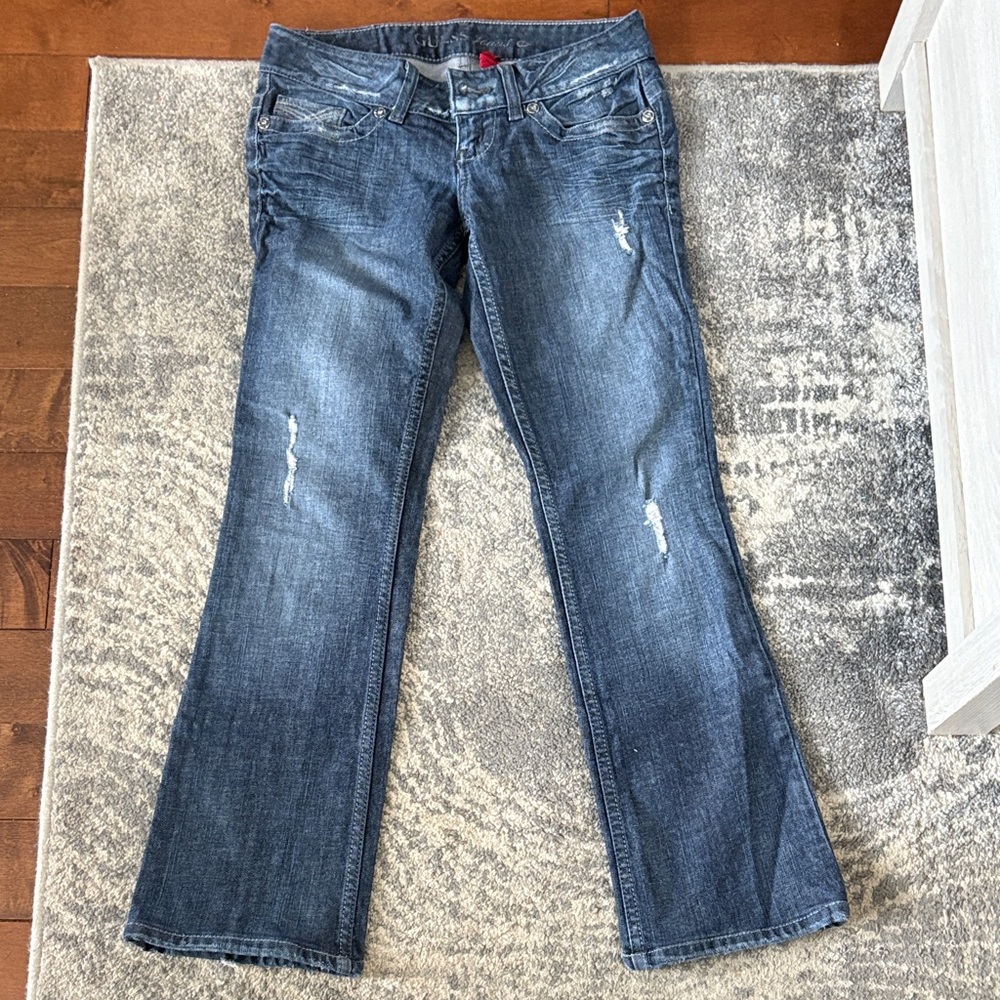 Guess Daredevil Women's Distressed Blue Boot Cut Jeans